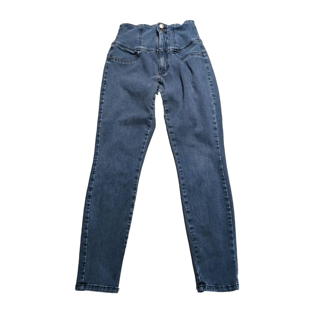 GUESS LOS ANGELES women jean Stretch Blue Medium Rise Dual Button Skinny Size 27